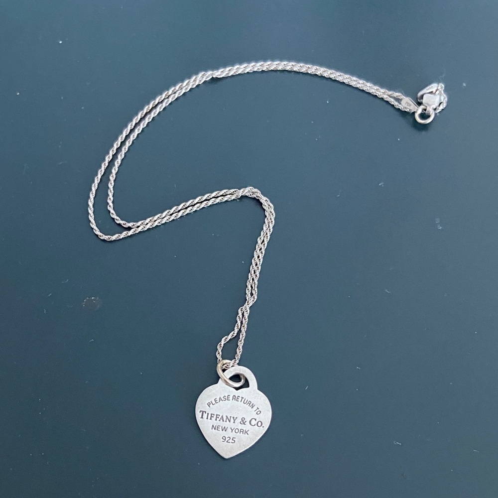 Tiffany & Co. Silver Engraved Heart Necklace